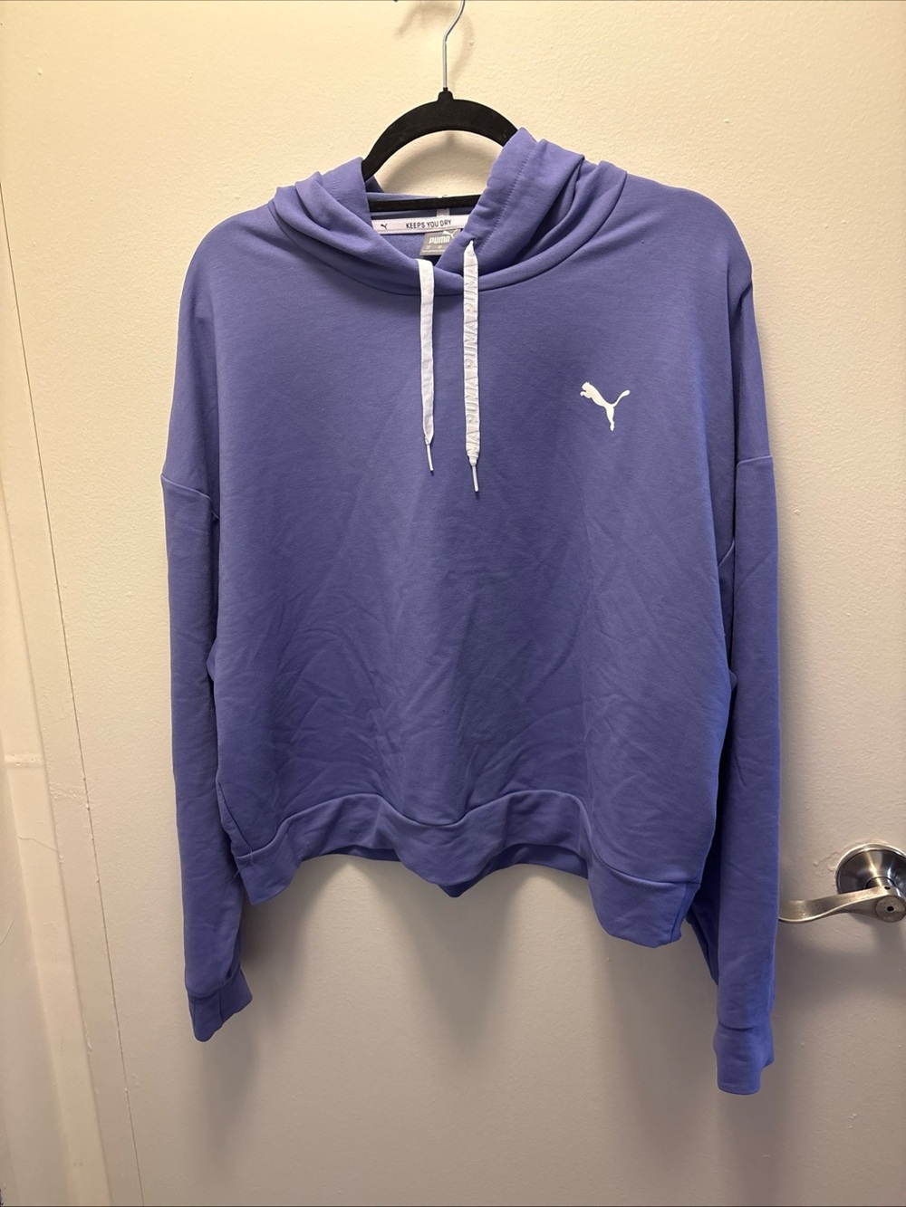 Puma Ladies’ Lightweight Cropped Hoodie   Size XL Dark Lavender Ties At Neck
